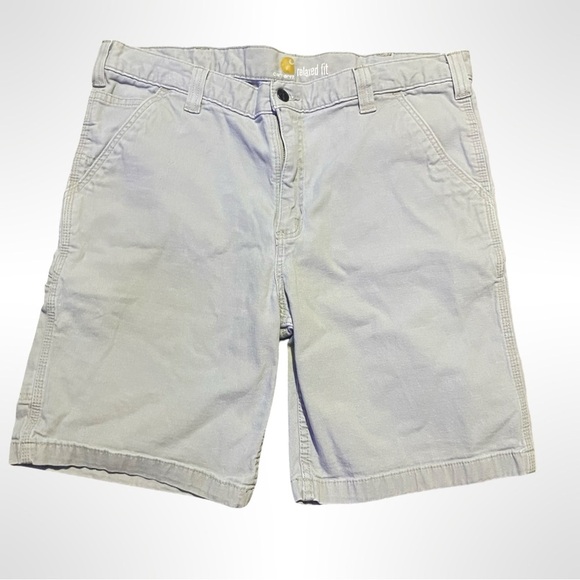 Carhartt Shorts Mens 38” Khaki Beige Flat Front Cargo Relaxed 9" Inseam Workwear - Picture 1 of 5